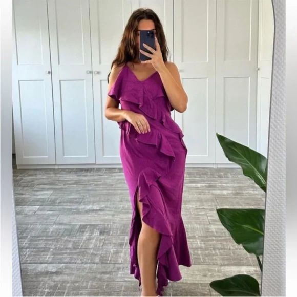 Zara | Dresses | Zara Linen Blend Ruffled Slip Dress | Poshmark